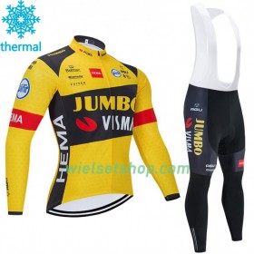 Fietskleding (Fietsshirt Lange Mouw + Lange Koersbroek) 2020 Team Jumbo-Visma N001 Winter Thermal Fleece